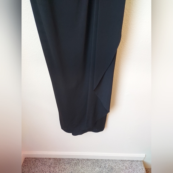 Amsale Black Sleeveless Faux Wrap Maxi Dress Size 6 - Picture 6 of 10